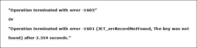 Error 1601 and 1605 in Exchange 2003, 2010