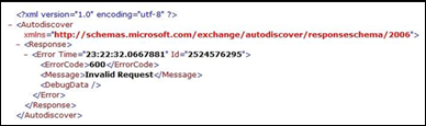 Error 600 AutoDiscover.XML
