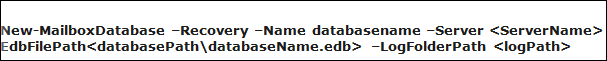 MailboxDatabase Recovery Command